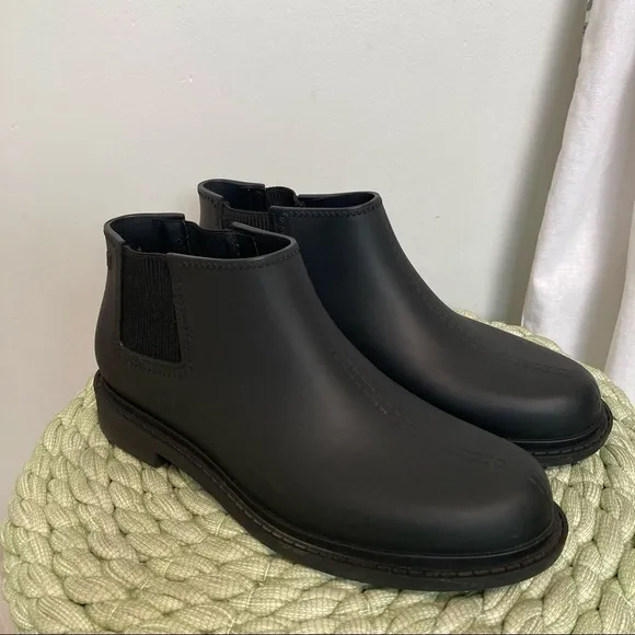 Melissa Skin Chelsea Boot Matte Black Recycled PVC Ankle Booties NWOT