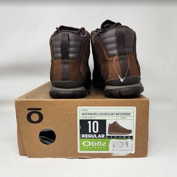 Men's 10 Oboz Bozeman Mid Leather B-Dry waterproof hiking boots Dark Earth