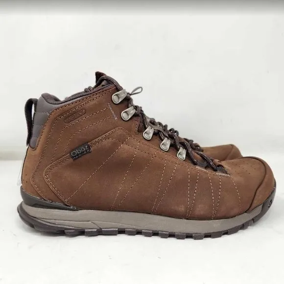 Men's 10 Oboz Bozeman Mid Leather B-Dry waterproof hiking boots Dark Earth