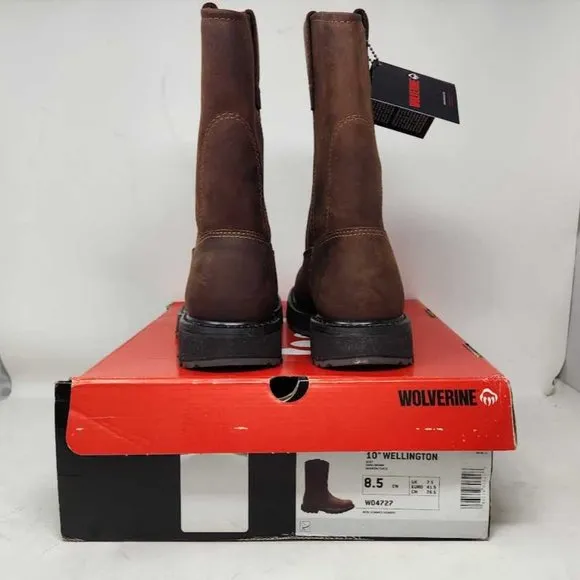 Men's 8.5EW Wolverine 10&quot; Wellington waterproof work boots 104727 8.5 X-Wide