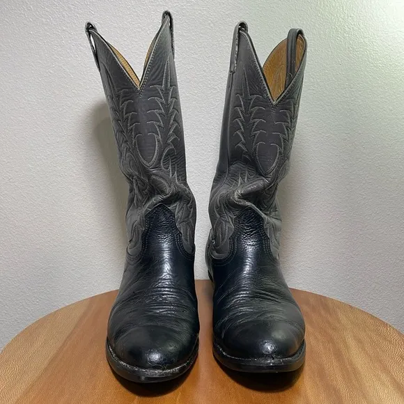Mens Beat Up Vintage Nocona Cowboy Leather Boots Riding Heel Size 7 1/2 EE
