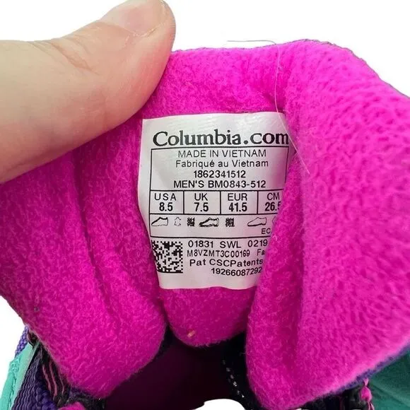 Men's Columbia Sh/Ft Outdry Boots Purple Teal Waterproof 8.5 BM0843-512