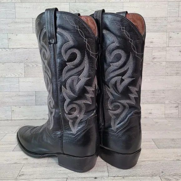 Men's Dan Post Milwaukee Western Black Leather Rodeo Cowboy Boots Size 9 D