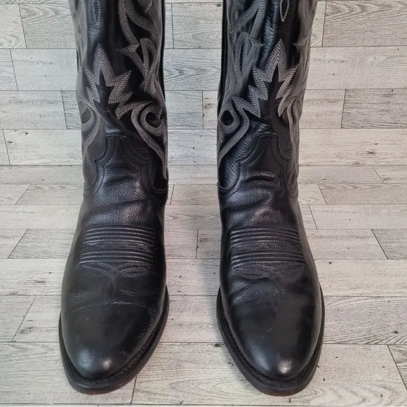 Men's Dan Post Milwaukee Western Black Leather Rodeo Cowboy Boots Size 9 D
