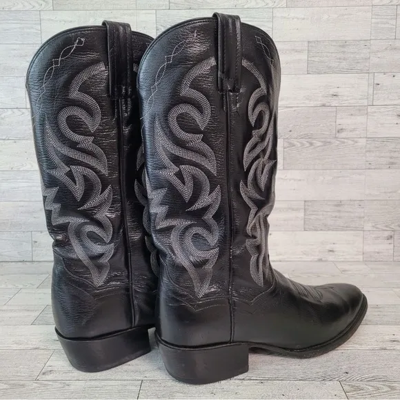 Men's Dan Post Milwaukee Western Black Leather Rodeo Cowboy Boots Size 9 D