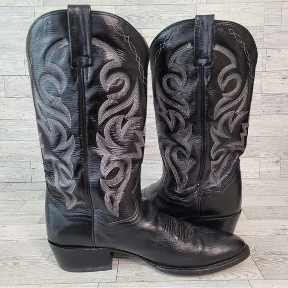 Men's Dan Post Milwaukee Western Black Leather Rodeo Cowboy Boots Size 9 D