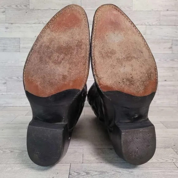 Men's Dan Post Western Black Cherry Kangaroo Leather Rodeo Cowboy Boots Size 9
