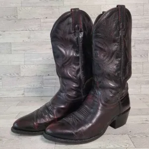 Men's Dan Post Western Black Cherry Kangaroo Leather Rodeo Cowboy Boots Size 9