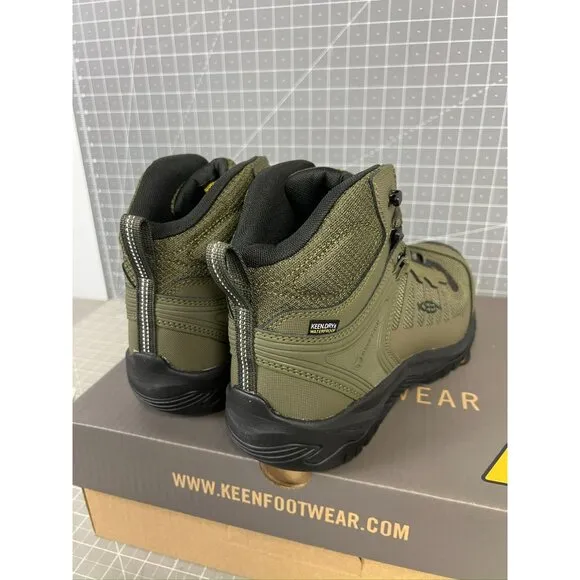 Men's KEEN Reno Mid KBF Carbon Fiber Toe WP Work Boots Sz. 10.5 Dark Olive/Black