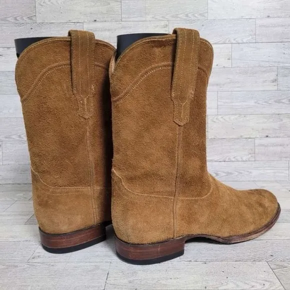 Men's Tecovas The Johnny Western Brown Suede Leather Rodeo Cowboy Boots Size 10