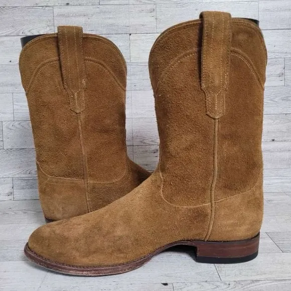 Men's Tecovas The Johnny Western Brown Suede Leather Rodeo Cowboy Boots Size 10