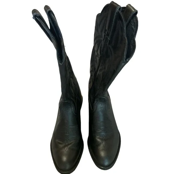 Men's Tony Lama Stallion BB2024L Handcrafted Black Cowboy Boots - Size 8.5B