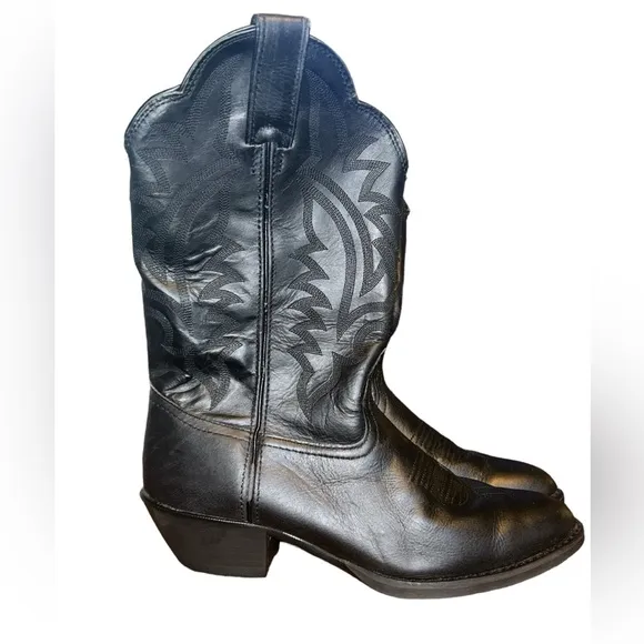 Men's Tony Lama Stallion BB2024L Handcrafted Black Cowboy Boots - Size 8.5B