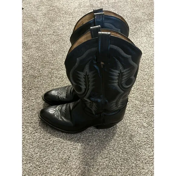 Men's Tony Lama Stallion Western Black Leather Cowboy Boots 10EE Style 2914 USA