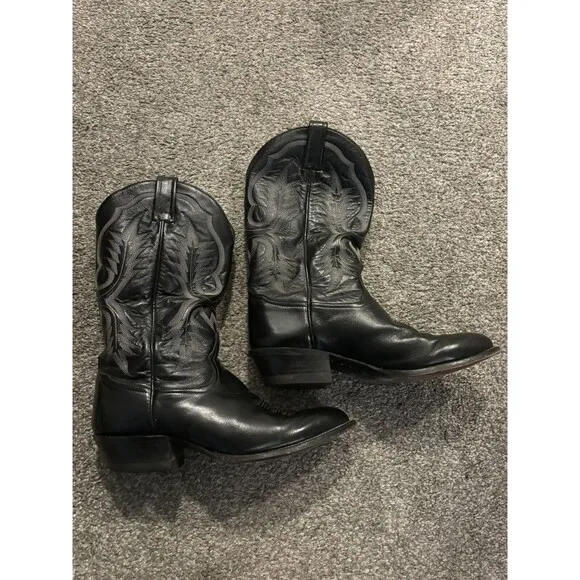 Men's Tony Lama Stallion Western Black Leather Cowboy Boots 10EE Style 2914 USA