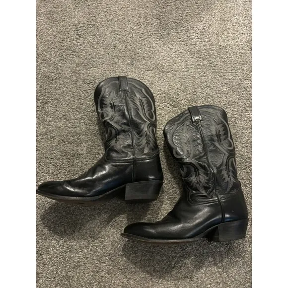 Men's Tony Lama Stallion Western Black Leather Cowboy Boots 10EE Style 2914 USA