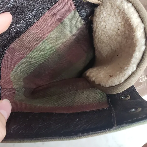 Mens ugg via maggio suede plaid fold over moc boots size 13 brown