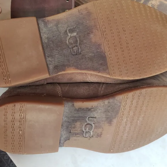 Mens ugg via maggio suede plaid fold over moc boots size 13 brown