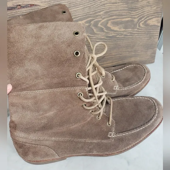 Mens ugg via maggio suede plaid fold over moc boots size 13 brown