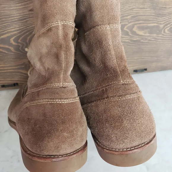 Mens ugg via maggio suede plaid fold over moc boots size 13 brown