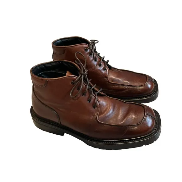 Men’s Vintage Kenneth Cole Reaction Chunky Square Toe Ankle Boots, Sz 8.5