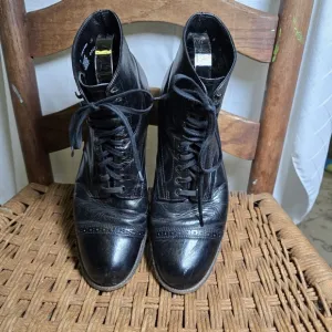 Mens Vintage Stacey Adams Black Lace-Up Leather Boots 8