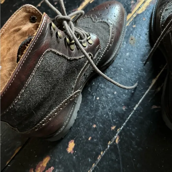Mens Wingtip Massimo Matteo Leather Boots - Size 9 - Burgundy - Italy