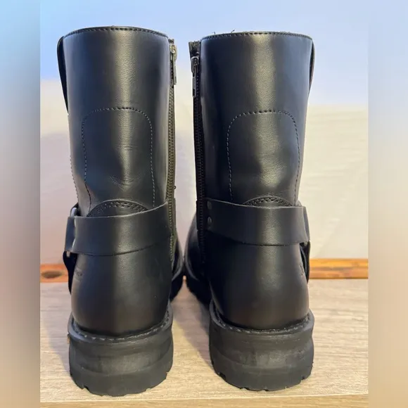 Men's Xelement 1502 'Killa' Black Leather Size 9 Harness Motorcycle Boots Black