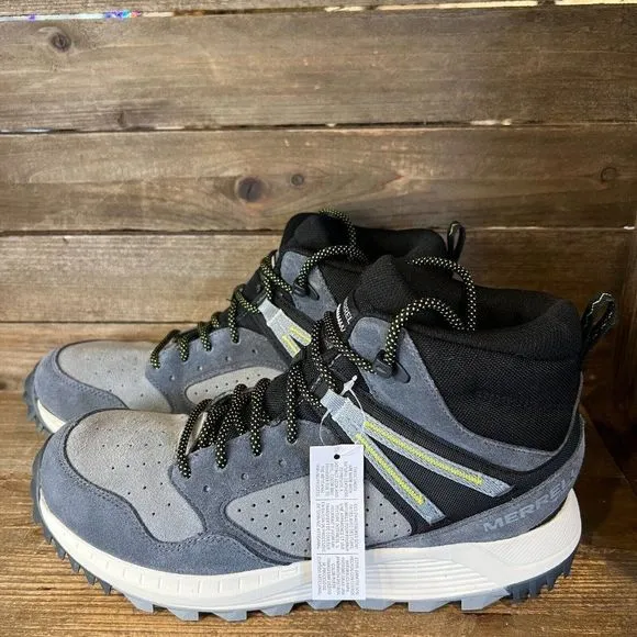 Mens Merrell Wildwood Mid Gray‎ Leather Waterproof Hiking Boots Pick Size 13