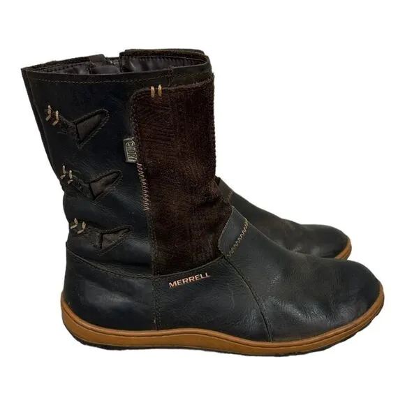 Merrell Ashland Vee Mid Boots Leather Suede Waterproof Size 6