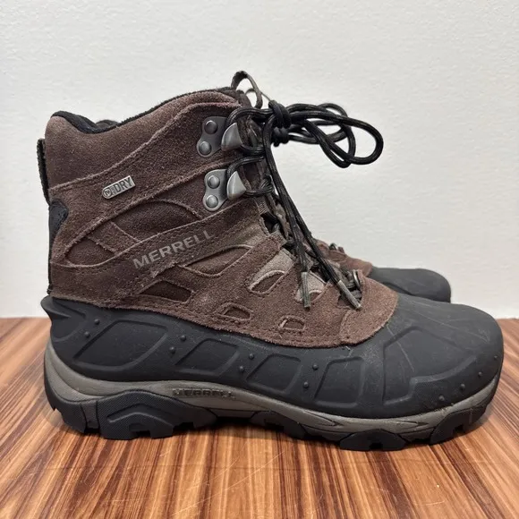 Merrell Men's Boots Size 8.5 Brown Moab Polar Espresso Waterproof Hiking J21147