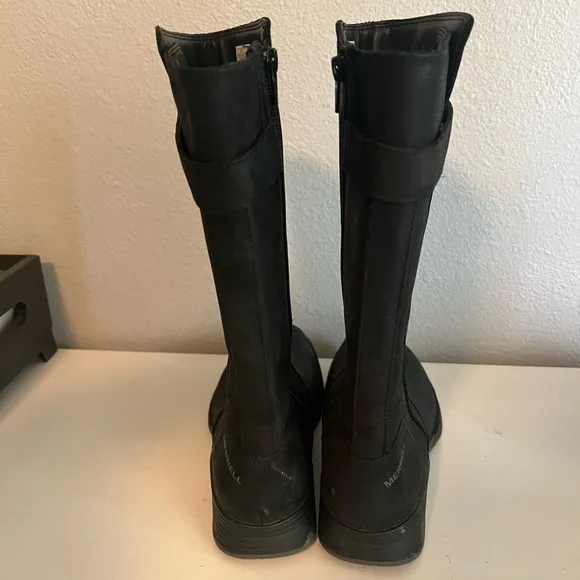 Merrell Travvy Tall Waterproof Boot Black Leather Boots Size 9.5