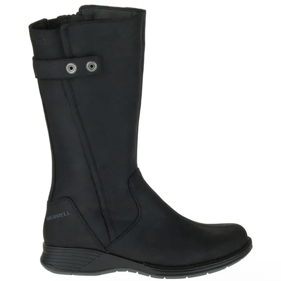 Merrell Travvy Tall Waterproof Boot Black Leather Boots Size 9.5