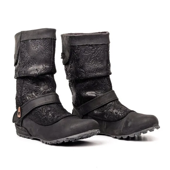 Merrell Wmn Haven Black Leather Double Buckle Select Dry Ankle Boots sz 8