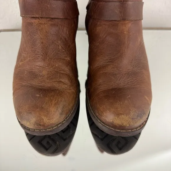 MERRELL Womens Oak Brown Leather Shiloh Peak Harness Mid Calf Riding Boots