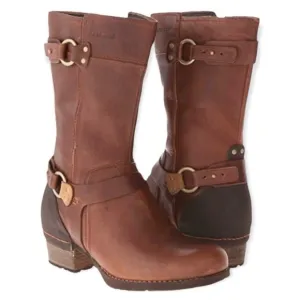 MERRELL Womens Oak Brown Leather Shiloh Peak Harness Mid Calf Riding Boots