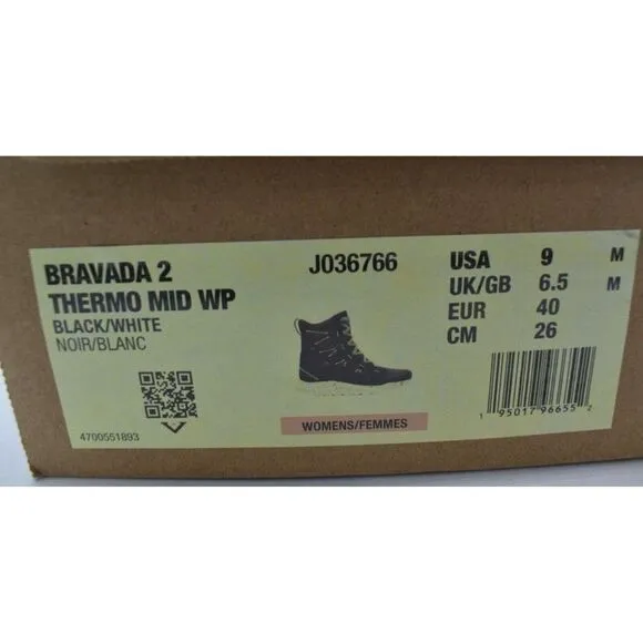 Merrell Womens Size 9 Bravada 2 Thermo Waterproof Black White Winter Snow Boots