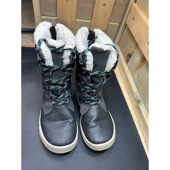 Merrell Youth Waterproof Winter Boots Size 13 Black Quilted Snow Fleece Lining