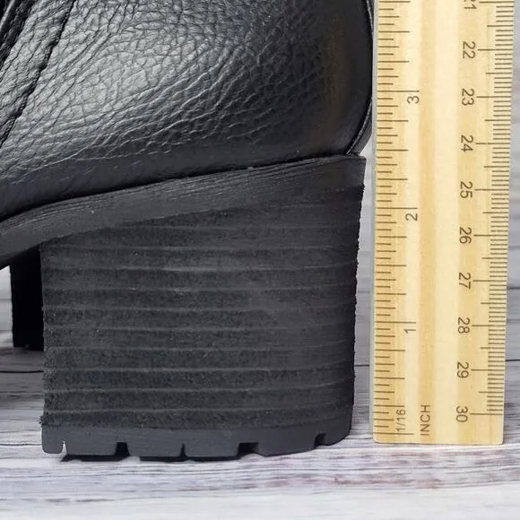 Mia Jody Lug Sole Chelsea Boots Stacked Chunky Heel Black | Size 9