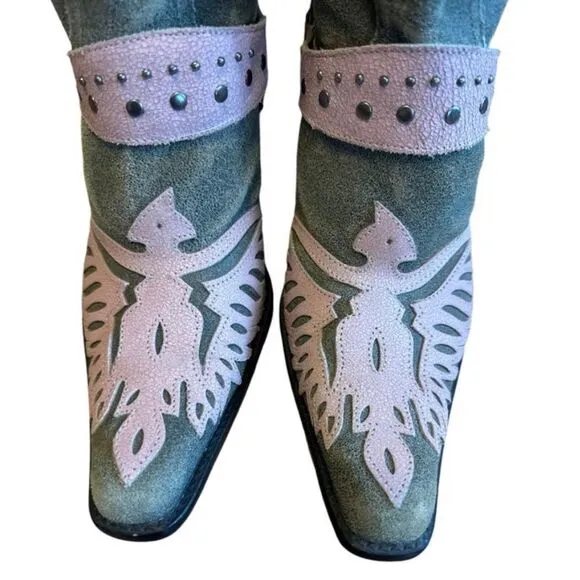 Mia Pink Harness Suede Women’s Cowboy Boots Size 8.5
