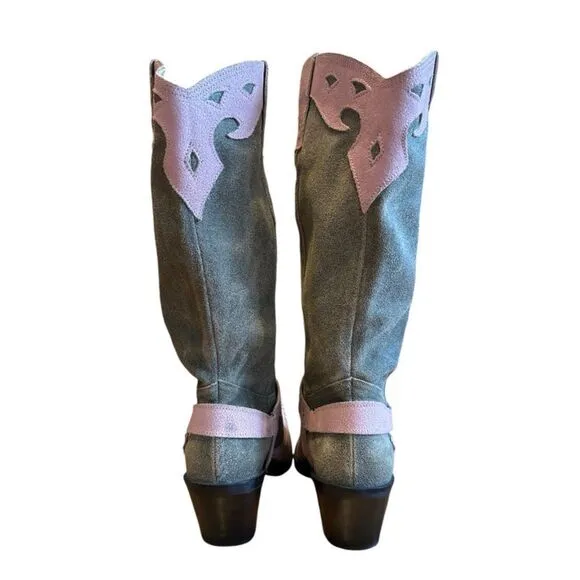 Mia Pink Harness Suede Women’s Cowboy Boots Size 8.5