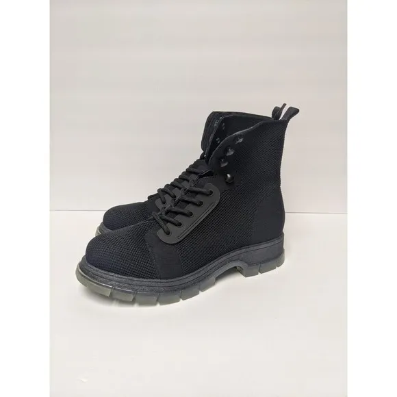 MIA Women's Simon Black Lace Up Knit Boots Size 6.5