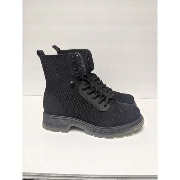 MIA Women's Simon Black Lace Up Knit Boots Size 6.5