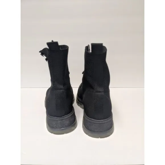 MIA Women's Simon Black Lace Up Knit Boots Size 6.5