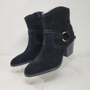Michael Kors Boots Womens 6.5 Black Goldie Suede Western Logo Spell Out Booties