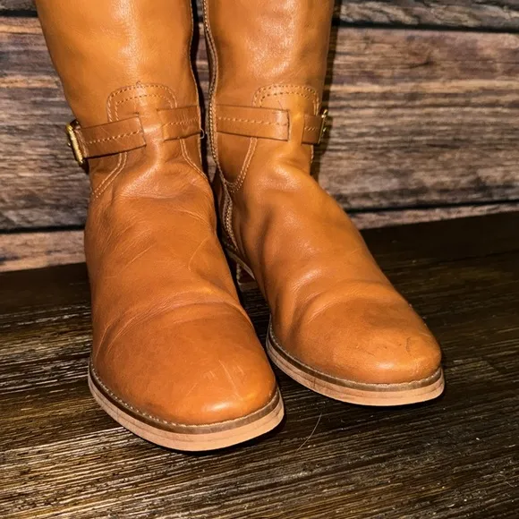 Michael Kors Brown Leather Buckle Riding Boots sz7
