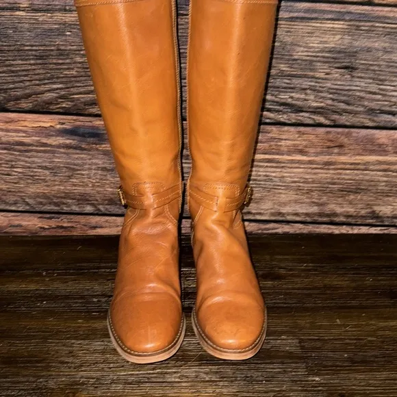 Michael Kors Brown Leather Buckle Riding Boots sz7