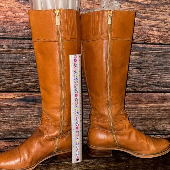 Michael Kors Brown Leather Buckle Riding Boots sz7
