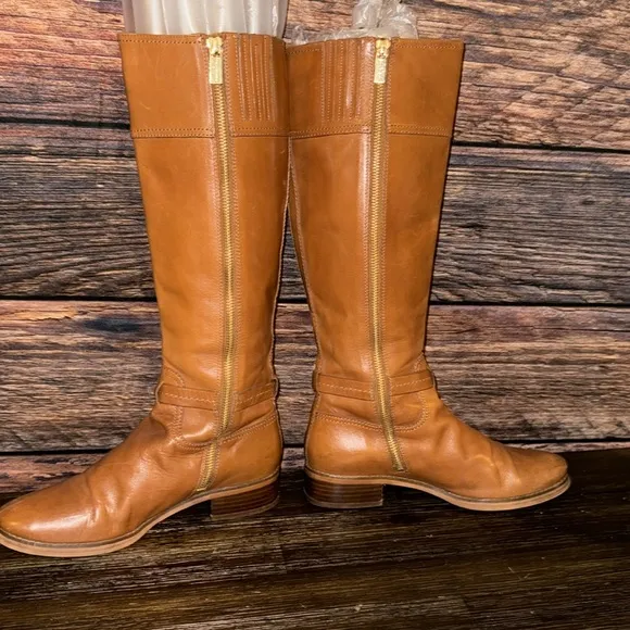 Michael Kors Brown Leather Buckle Riding Boots sz7