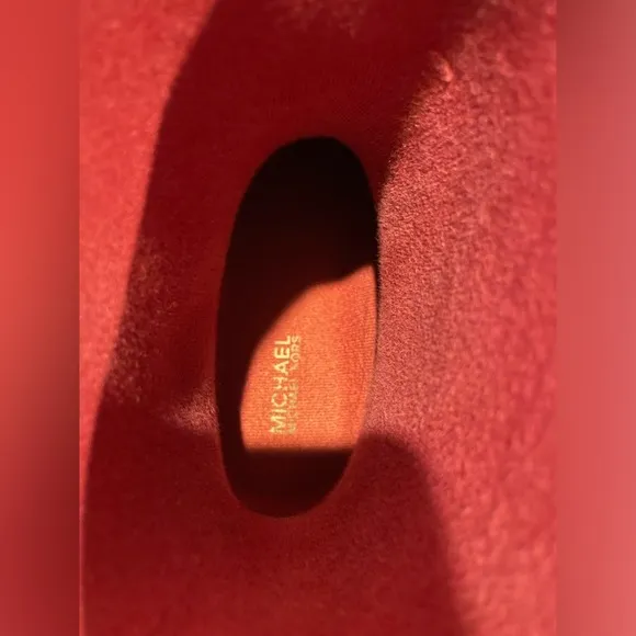 MICHAEL KORS Fulton Red Gold Waterproof Ankle Rain Boots Women’s Size 8
